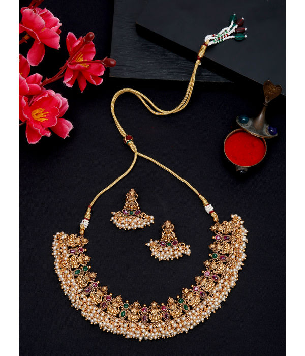 YouBella Jewellery Celebrity Inspired Gold Plated Necklace Jewellery Set for Girls and Women